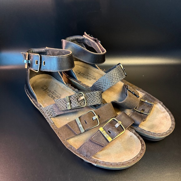 Naot Leather Ankle Strap Sandals Buckle Detail Comfort‎ Shoes Size 41 - Picture 1 of 6